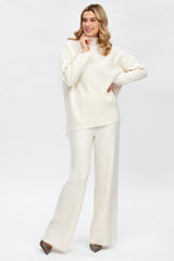 MERIBEL | White Pants in Wool and Cashmere