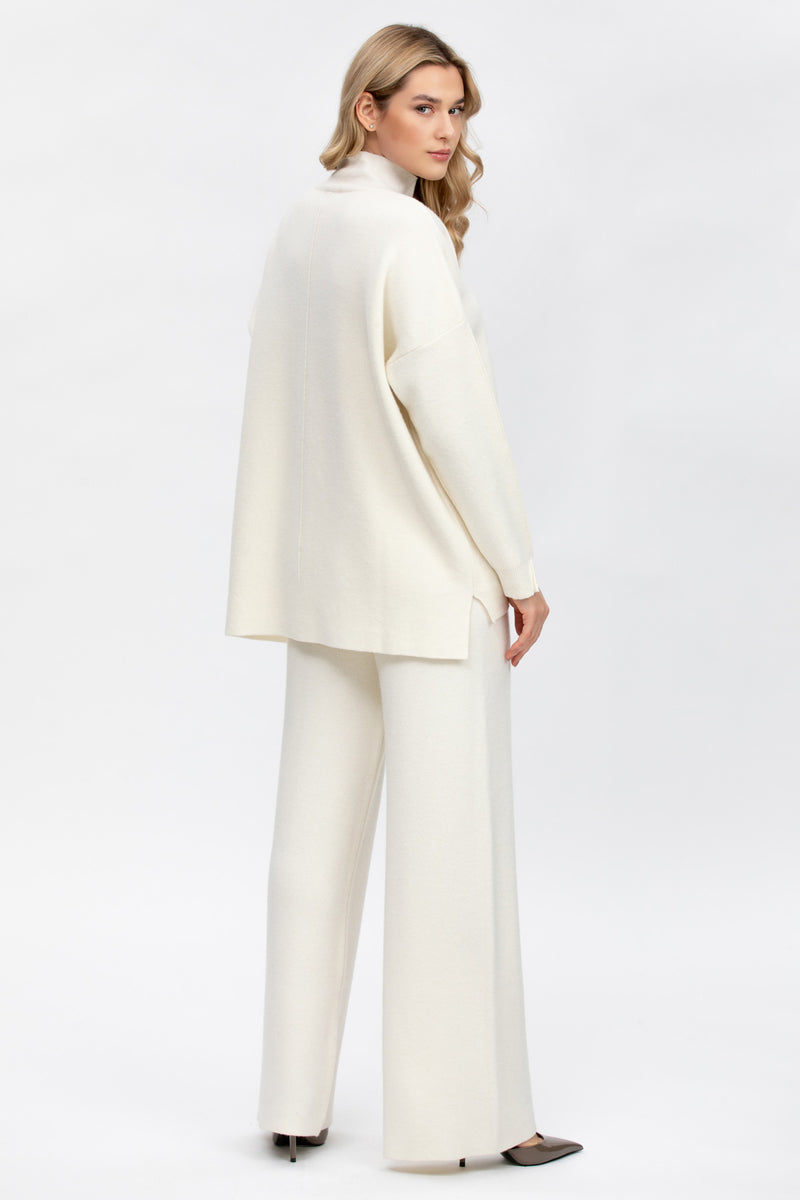 MERIBEL | White Pants in Wool and Cashmere