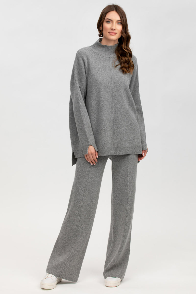 MERIBEL | Grey Turtleneck Sweater in Wool and Cashmere