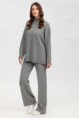 MERIBEL | Grey Turtleneck Sweater in Wool and Cashmere