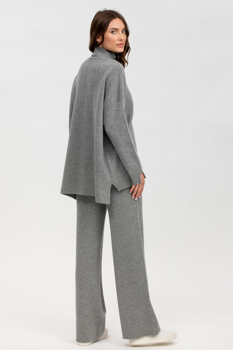 MERIBEL | Grey Turtleneck Sweater in Wool and Cashmere