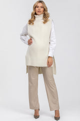 DAVOS | White Maternity Vest in Merino Wool and Cashmere