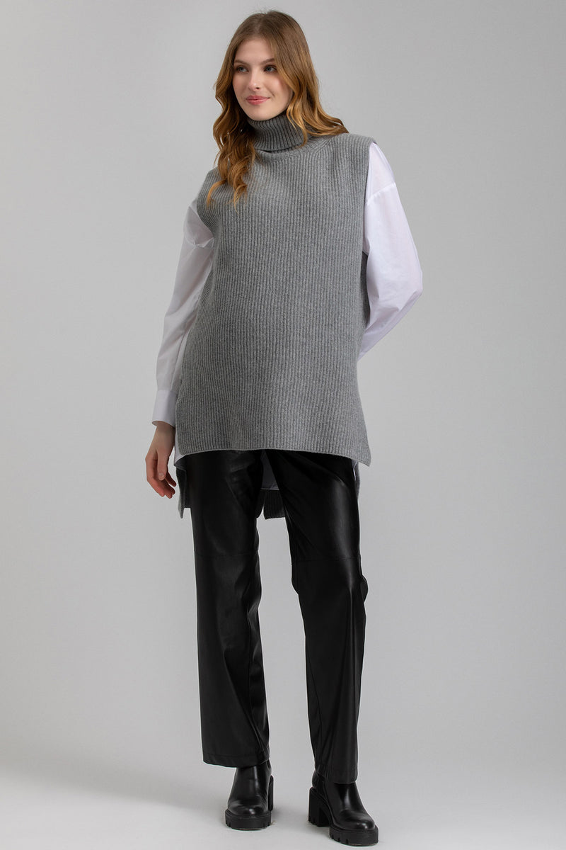 DAVOS | Grey Maternity Vest in Merino Wool and Cashmere