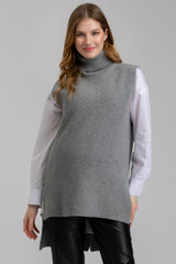 Gilet Premaman Grigio in Lana Merinos e Cachemire