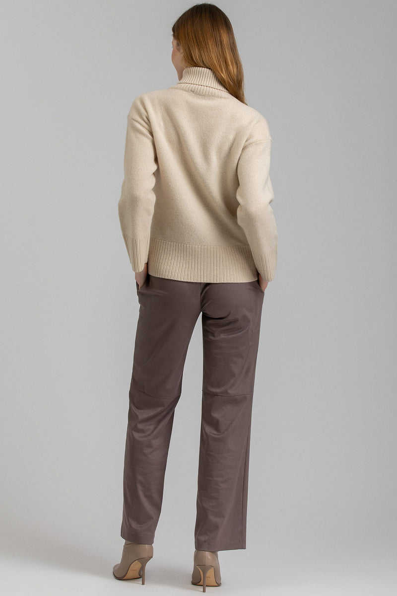 ROMEO| Maternity Pants in Brown Vegan Leather