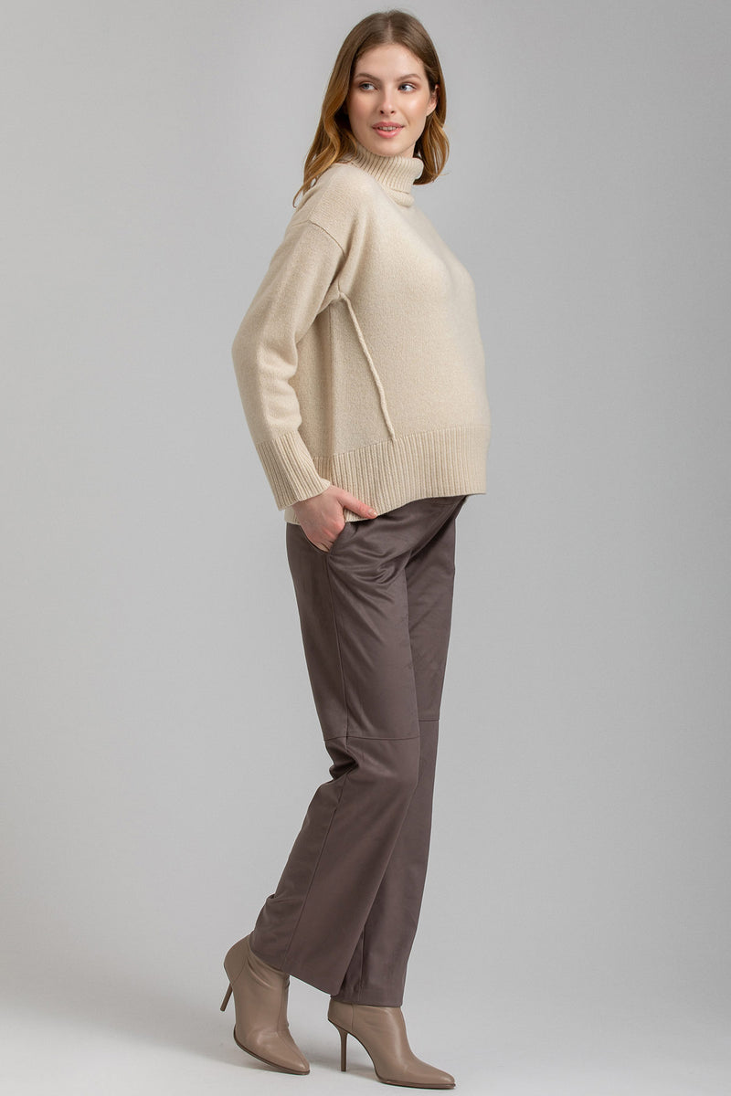 ROMEO| Maternity Pants in Brown Vegan Leather