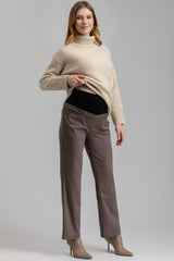 ROMEO| Maternity Pants in Brown Vegan Leather