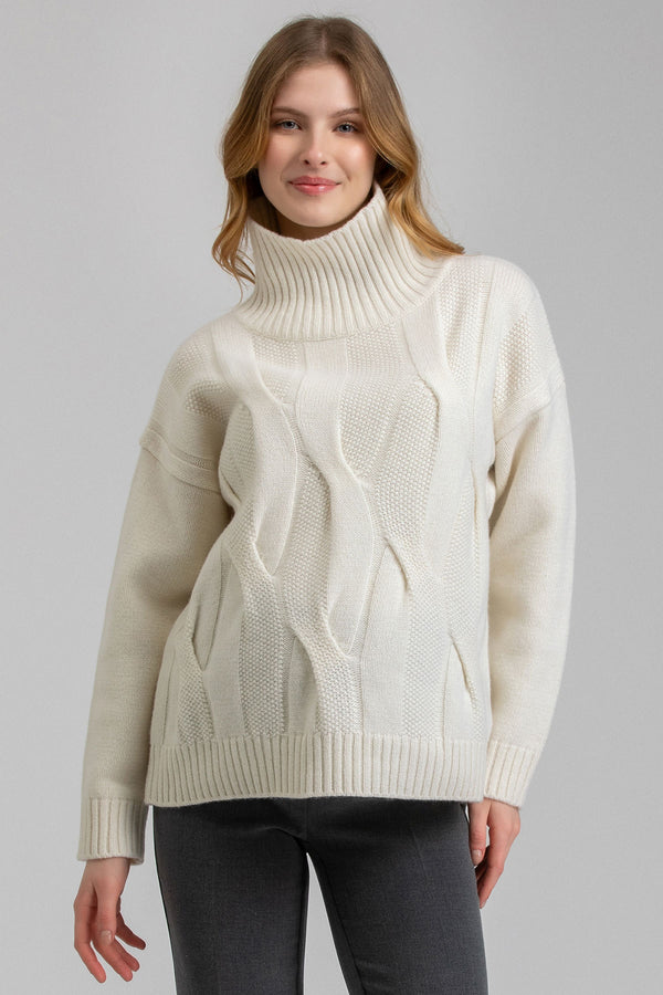 Maglione Premaman Bianco Con Trecce