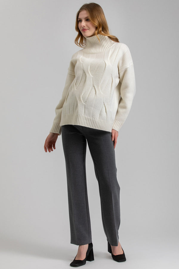 BORMIO | White Oversized Maternity Sweater in Pure Merino Wool and Cashmere