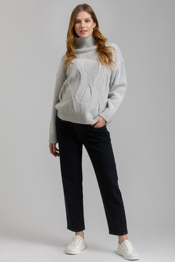 BORMIO | Grey Oversized Maternity Sweater in Pure Merino Wool and Cashmere