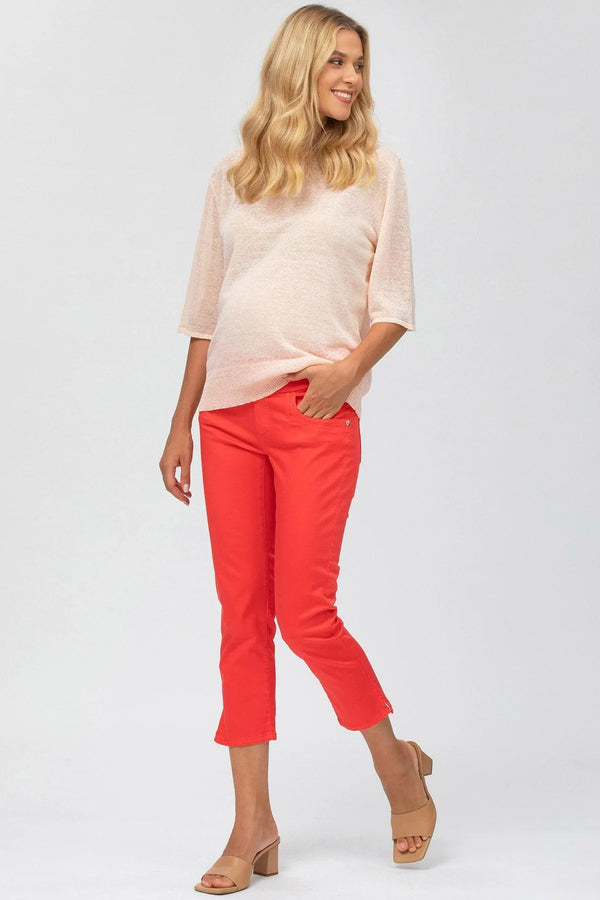 RED CAPRI | Maternity Pants in Cotton Stretch