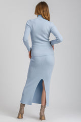 NINA | Sky Blue Maternity Skirt with Central Back Slit