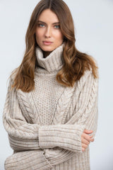 COURCHEVEL | Maglione Beige Con Trecce in Lana e Cachemire - Pietro Brunelli