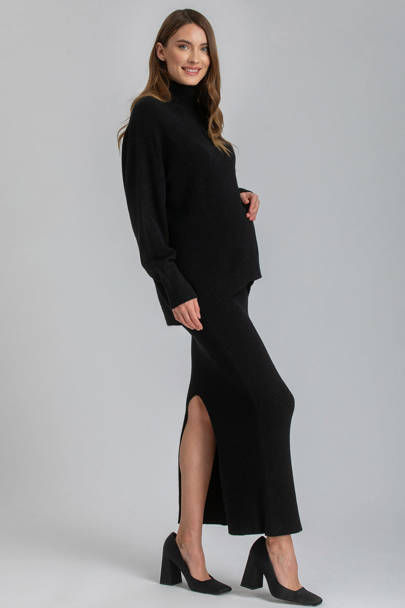 NINA | Black Maternity Skirt with Central Back Slit