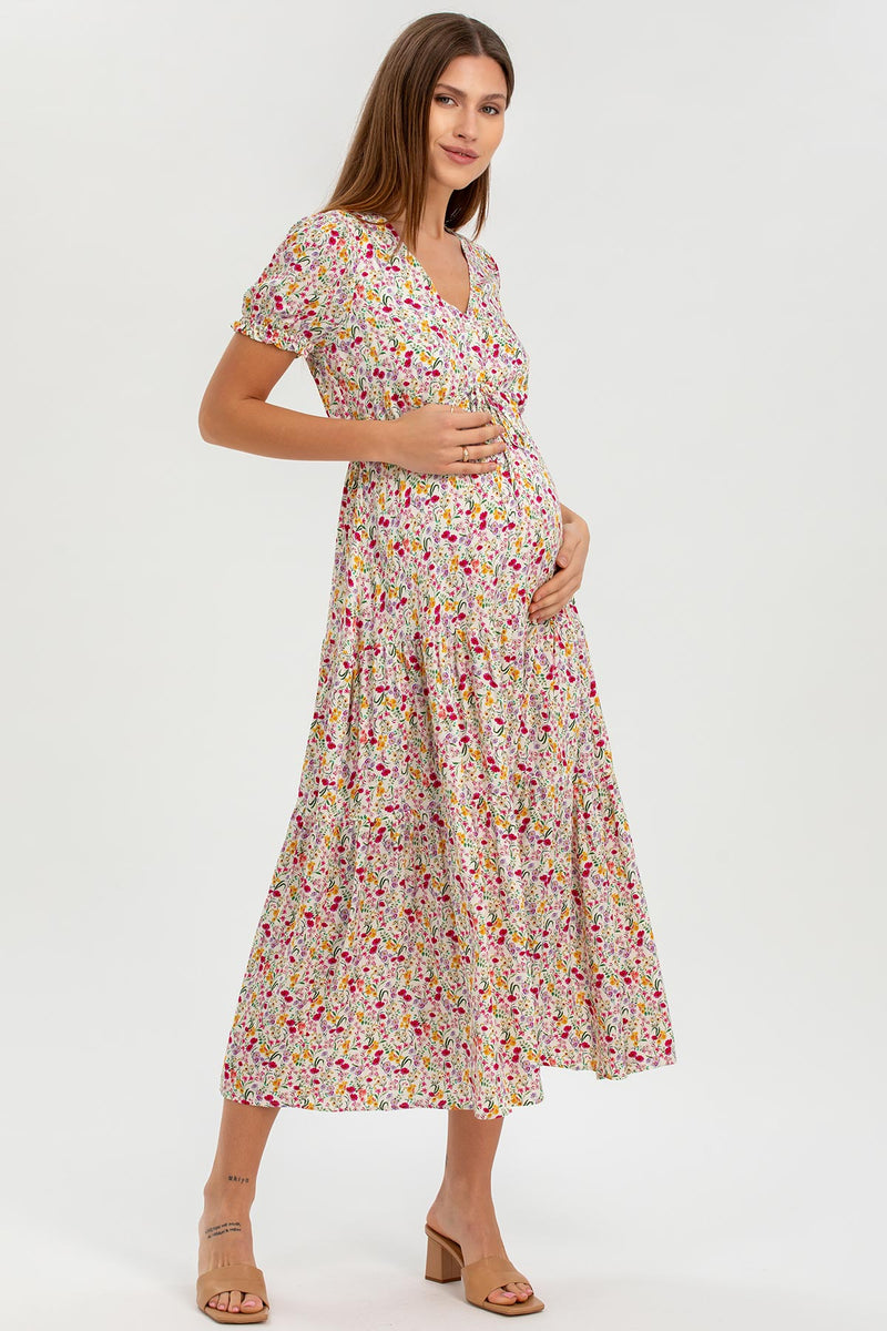 BELLA Q78B | Tiered Maternity and Nursing Dress