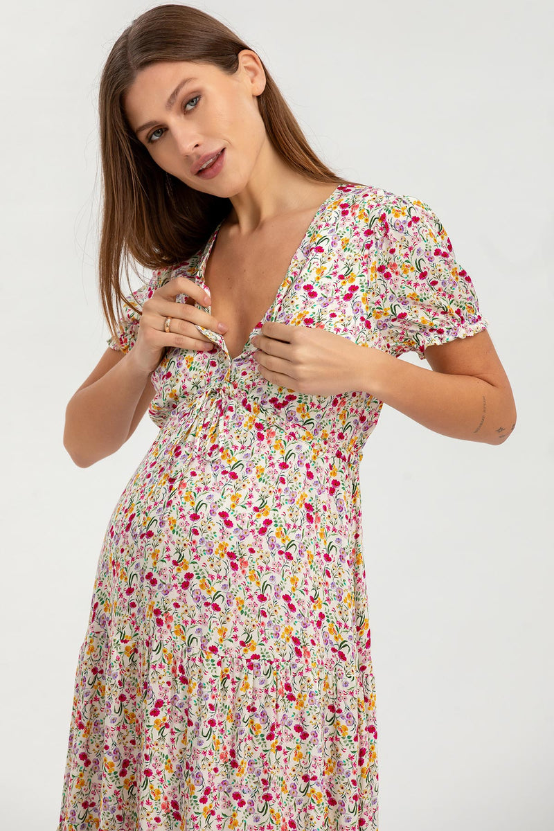 BELLA Q78B | Tiered Maternity and Nursing Dress