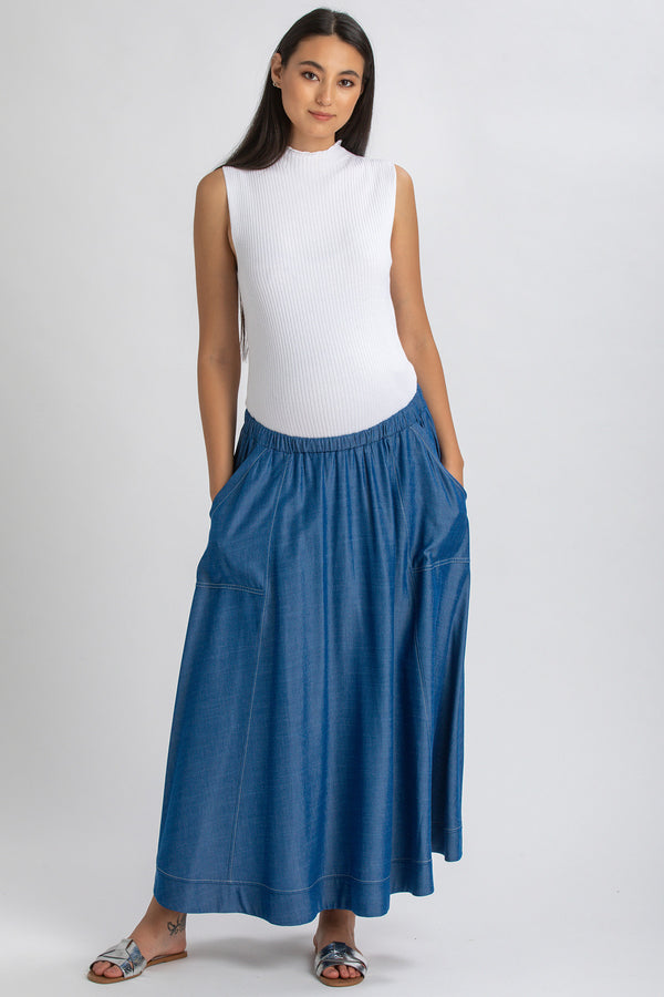 ORTHENSIA | Maternity Midi Skirt with Pockets