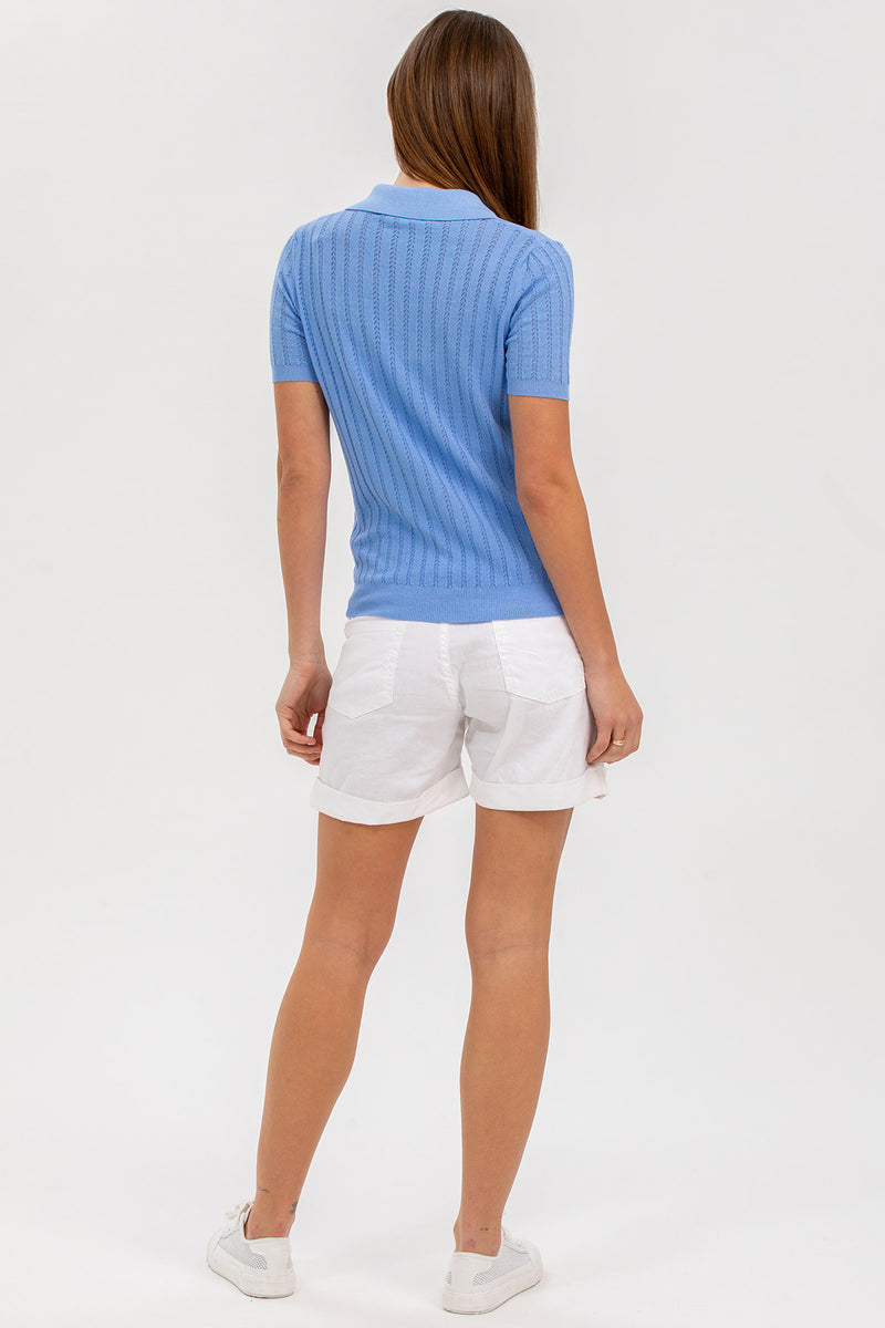 THALIA | Maglia Premaman Azzurro con Colletto