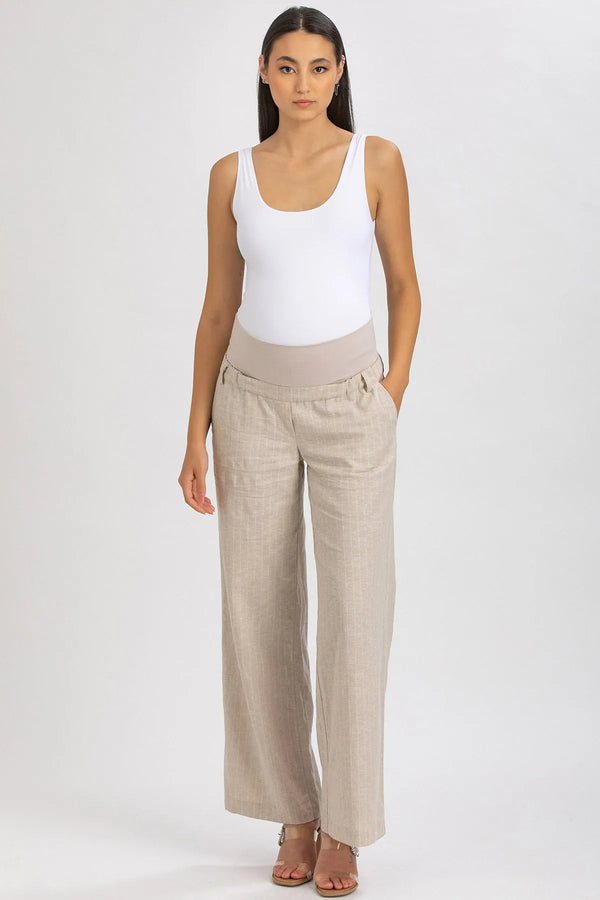 WARREN | Wide Leg Maternity Pants in Beige