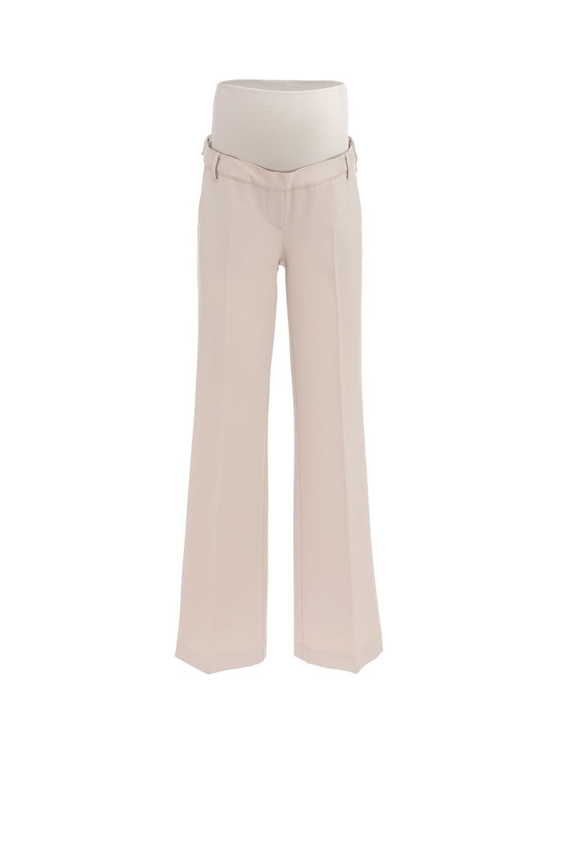 MAXIMILIAN | Beige Maternity Pants with Slight Flare