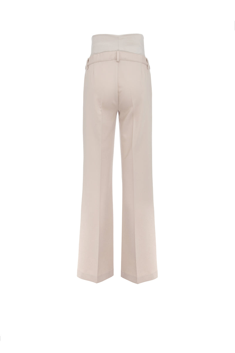 MAXIMILIAN | Pantaloni Premaman Beige a Gamba Leggermente Svasata