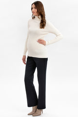 AURORA | White Ribbed Maternity Turtleneck