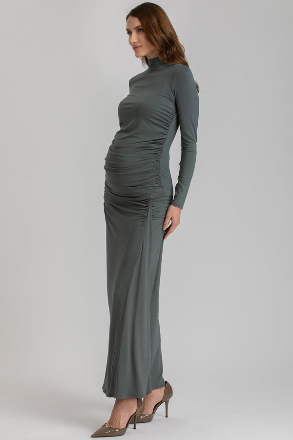 NIKE | Green Maxi Maternity Skirt with Side Ruching in Bamboo Jersey