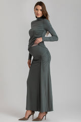 NIKE | Green Maxi Maternity Skirt with Side Ruching in Bamboo Jersey