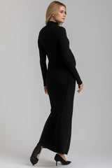 NIKE | Black Maxi Maternity Skirt with Side Ruching in Bamboo Jersey