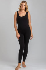 KELLY | Black Maternity Jumpsuit in Soft Bamboo Jersey